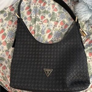 Guess Black Woven Shoulder Bag